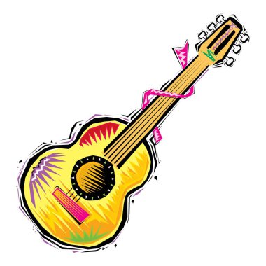 Flat portuguese guitar vihuela on white background vector illustration clipart