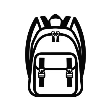 Sırt çantası, beyaz arka planda bagaj ikonu. Vektör illüstrasyonu