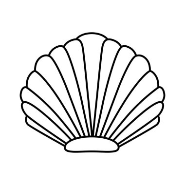 Deniz kabuğu ikonu. Deniz tarağı ya da deniz ürünleri. Vektör illüstrasyonu