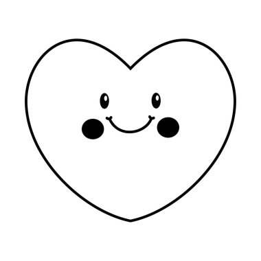 Gülen güzel bir karikatür kalbi. Vektör illüstrasyonu