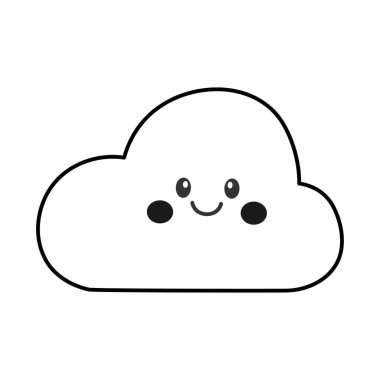 Şirin gülümseyen bulut. Mutlu Zamanlar. Vektör illüstrasyonu