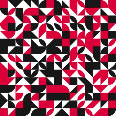 Geometrik soyut, basit geometri elementlerine sahip, dikişsiz desen. Bauhaus yapıcı kiremitleri.