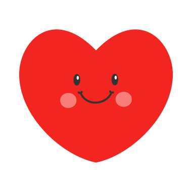 Gülen güzel bir karikatür kalbi. Vektör illüstrasyonu