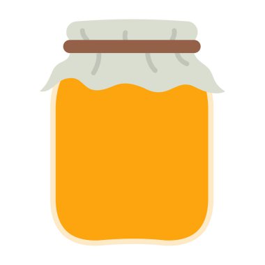 Market gıda ambalajlama ikonu. Beyaz arka planda reçelli kavanoz. Vektör illüstrasyonu.