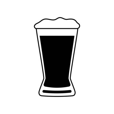 Bir bardak bira ikonu. Bira silueti. Vektör illüstrasyonu beyaz arkaplanda izole edildi.