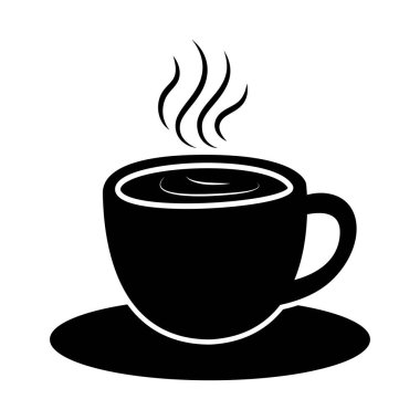 Beyaz arka planda izole edilmiş buharlı sıcak kahve fincanı. Vektör illüstrasyonu