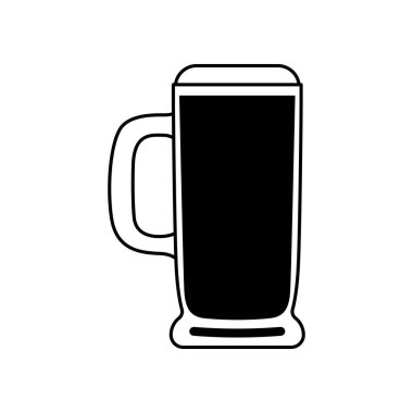 Siluet dolu bira bardağı ve sapı var. Vektör illüstrasyonu