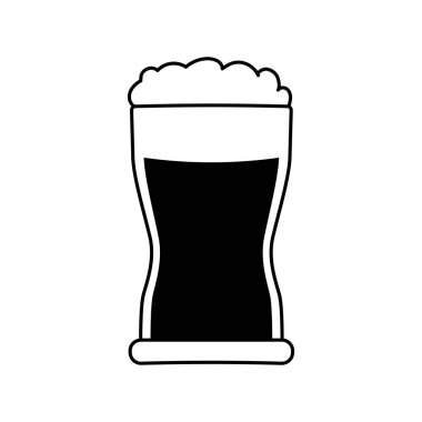 Bir bardak bira ikonu. Bira silueti. Vektör illüstrasyonu beyaz arkaplanda izole edildi.