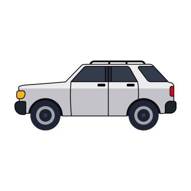 Gri SUV beyaz arka planda izole edildi. Vektör