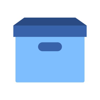 Arşiv kutusu simgesi. Karton kutu, beyaz arka plan. Vektör