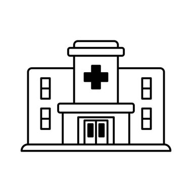 Sanat tarzında hastane binası ikonu. Vektör