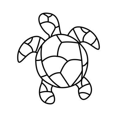 Mozaik kabuklu deniz kaplumbağası çizgi simgesi.