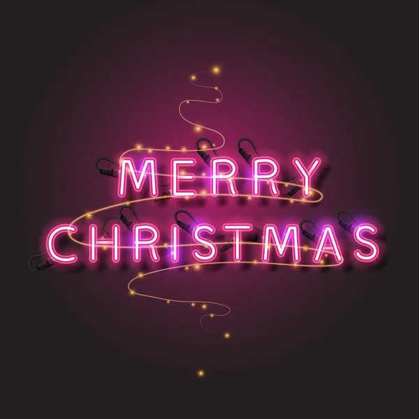 Merry Christmas Neon Design — Stock Vector