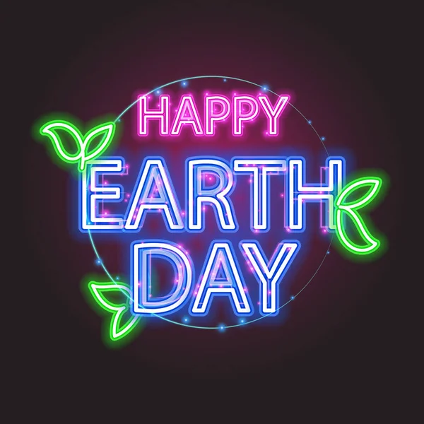 Šťastný Neonový Den Země — Stockový vektor