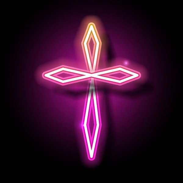 Cross Neon Design Christian Leuchtreklame — Stockvektor