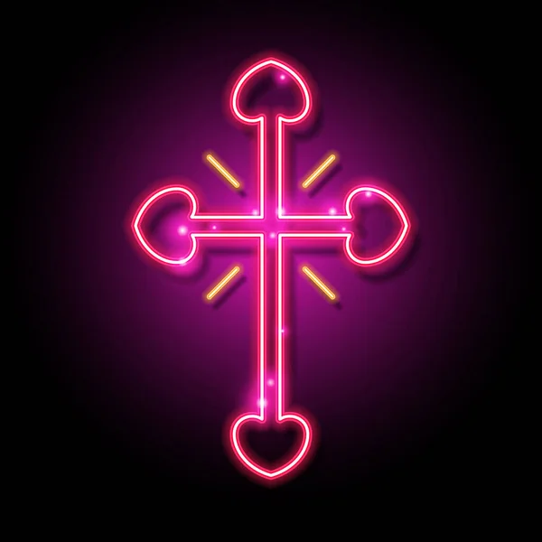 交叉霓虹灯设计 基督教霓虹灯标志 — 图库矢量图片