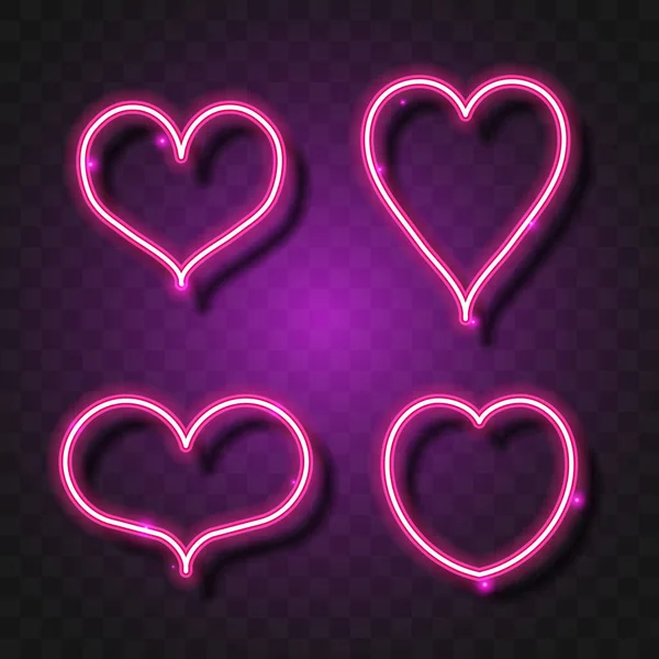 Miłosny Neon Różowe Serce — Wektor stockowy