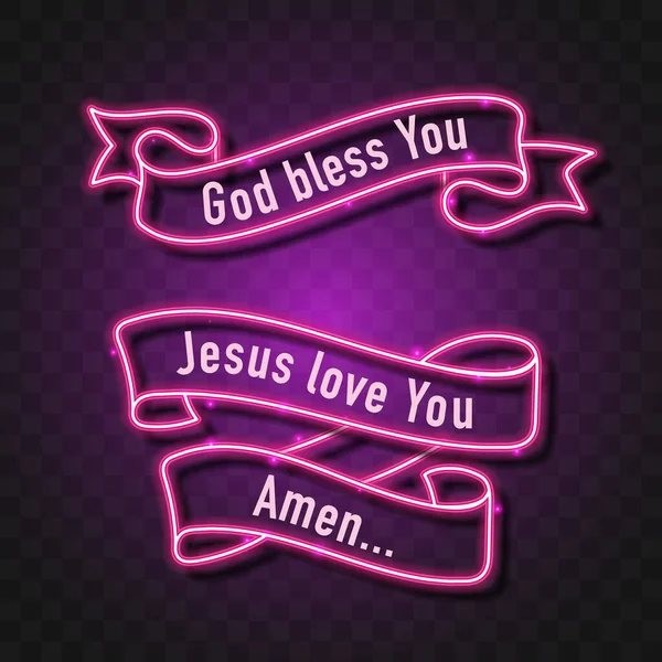 Благослови Бог Иисус Любит Тебя Лентой — стоковый вектор