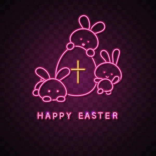 Feliz Diseño Pascua Diseño Neón Conejo Para Pascua —  Fotos de Stock