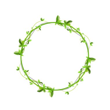 Yeşil yaprak afiş tasarımı. Yuvarlak pankart tasarımı.