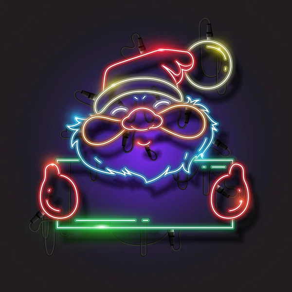 Mutlu Noeller Neon Tasarımı Noel Baba Neon Tasarımı — Stok Vektör