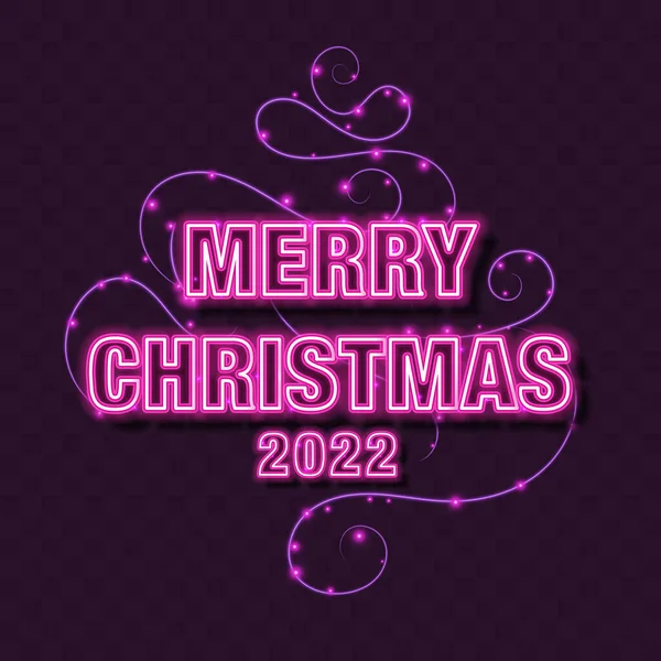 Merry Christmas 2022 2022 Font Glow Light Merry Christmas Neon — Stock Vector
