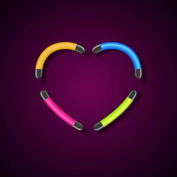 Love Neon Sign Love Sign Background Heart — Vetor de Stock