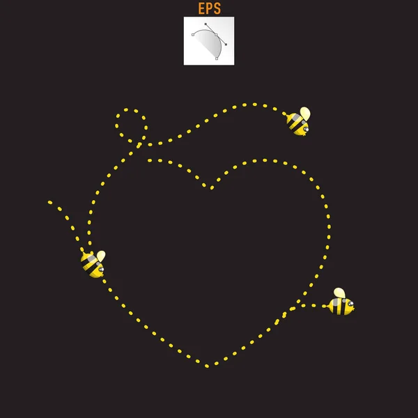 Love Sign Background Heart Bees — Vector de stock