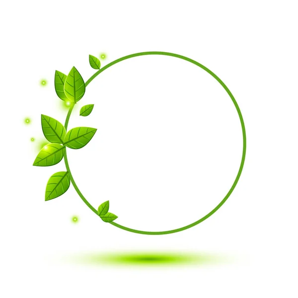 Green Leaf Banner Design Rounded Banner Design — Stock Vector
