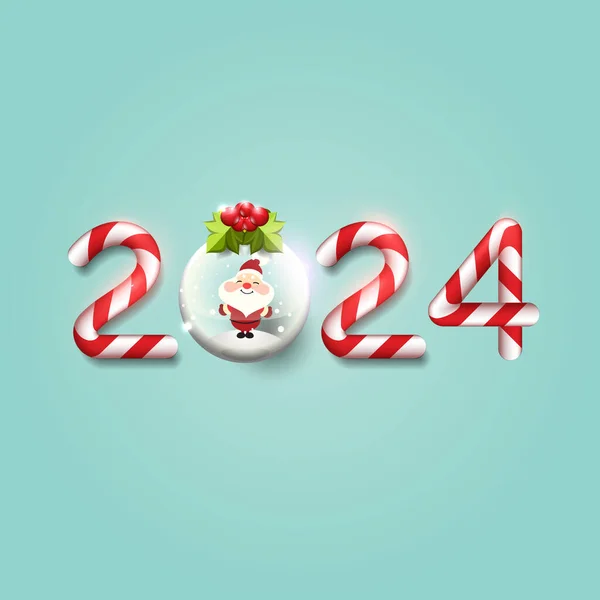 可爱的 可爱的 糖果手杖的 红色的 圣诞节的 背景的 海报的 2024年的 圣诞节的 圣诞老人的 — 图库矢量图片