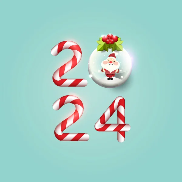 Mignonne Canne Bonbons Rouge Noël Fond Écran Affiche 2024 Noël — Image vectorielle