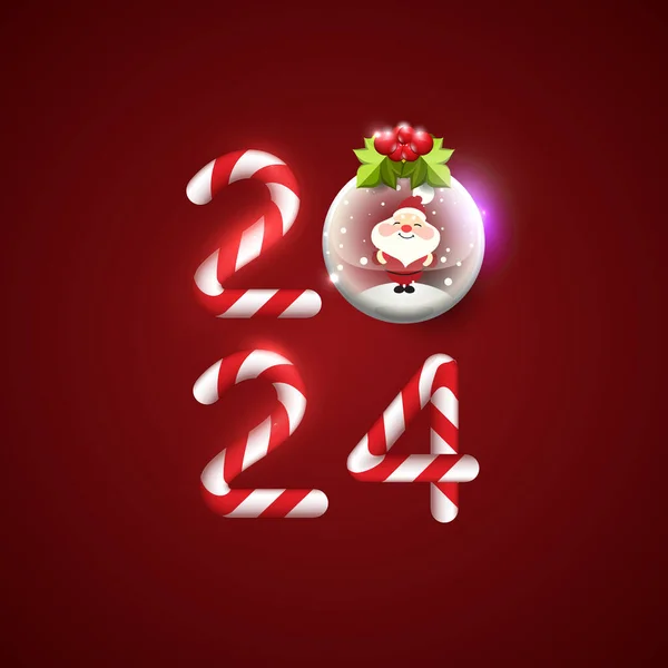 Mignonne Canne Bonbons Rouge Noël Fond Écran Affiche 2024 Noël — Image vectorielle