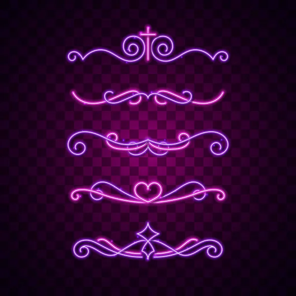 Ornament Decoration Vintage Classic Retro Background Vector Purple Pink Neon — Stock Vector