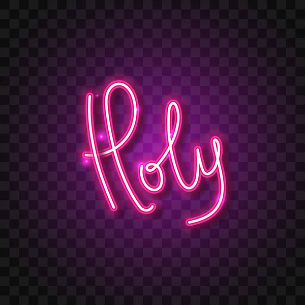 Vector of pink Holy neon font.