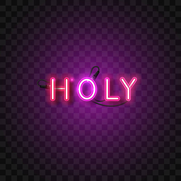 Vector of pink Holy neon font.