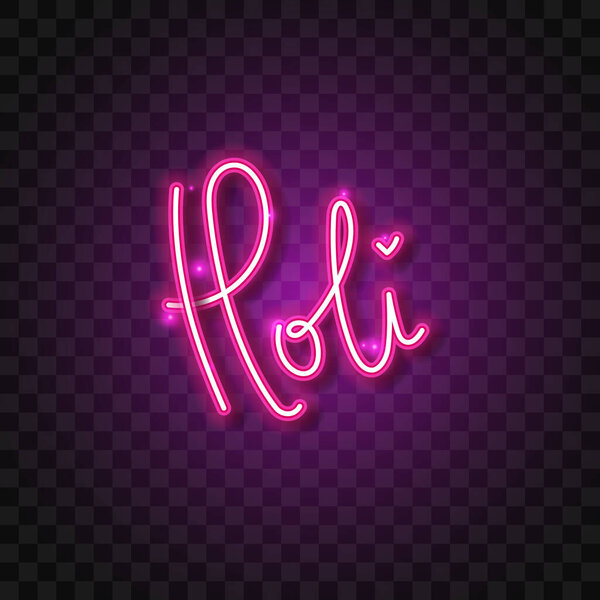 Vector of pink Holi neon font.
