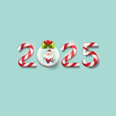 Vector of 2025 design with Christmas theme  clipart