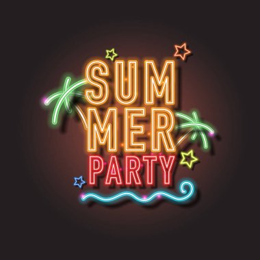 Yaz partisi neon pankartı.