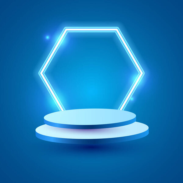 Вектор дизайна баннера подиума продукта. Шестиугольник.
