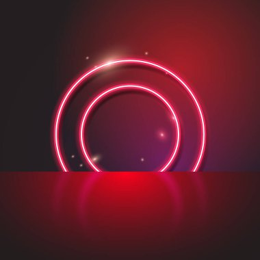 Koyu arkaplanda daire neon pankartın taşıyıcısı.