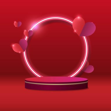 Sevgililer Günü için ürün podyumu. Aşk işareti.