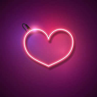 Aşk işareti arka plan tasarımı. Pembe kalp neonu.