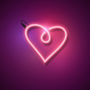 Aşk işareti arka plan tasarımı. Pembe kalp neonu.