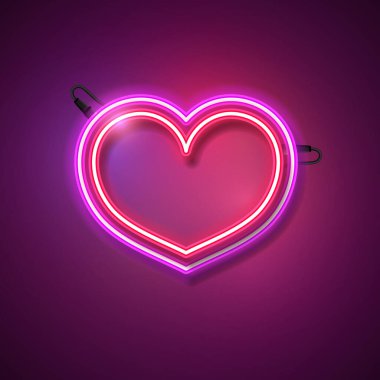 Aşk işareti arka plan tasarımı. Pembe kalp neonu.