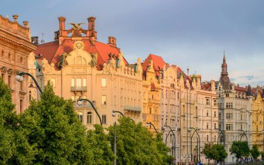 Prag 'daki Tarihi Binalar Cephesi