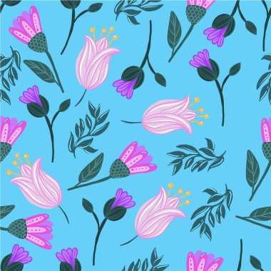 El çizimi naif, soyut çiçek deseni. Güzel kolaj deseni. Tasarım için modaya uygun şablon.