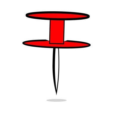 Pin simgesine düz bir şekilde bas. Vektör izole tasarım ögesi Kırmızı