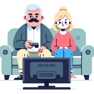 Olgun çift TV izleme