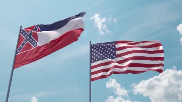 Mississippi Nin Bir Önceki Bayrağı Haziran 2020 Kadar Abd Mavi — Stok video