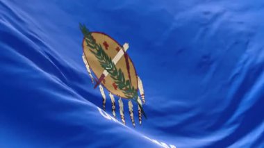 Oklahoma bayrağı rüzgarda sallanırken arka planda veya girişte, Oklahoma eyaleti bayrağı yavaş 3 boyutlu animasyon gerçekçiliğinde sallanıyor. Oklahoma bayrağı 4k çözünürlüğü Kapat